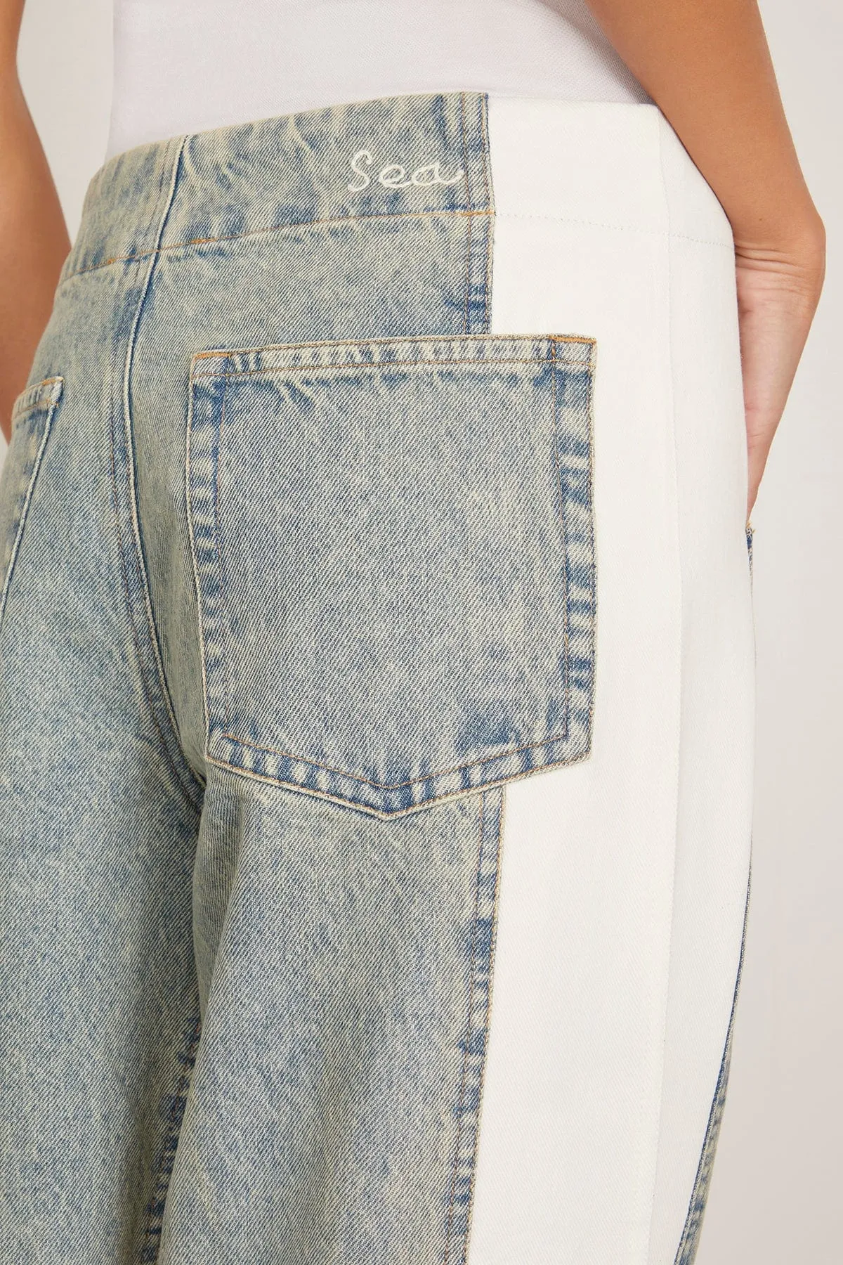 Liam Pieced Denim Jeans in Blue