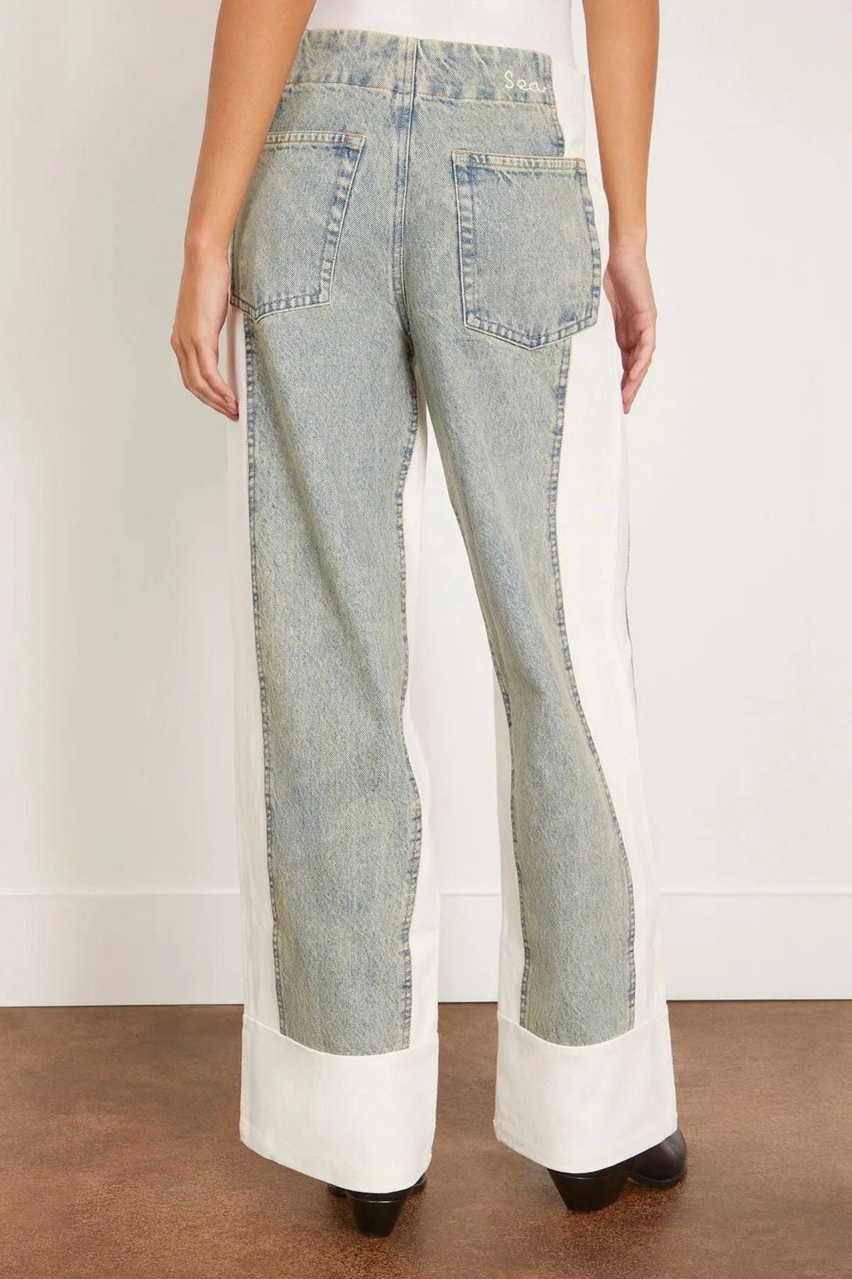 Liam Pieced Denim Jeans in Blue