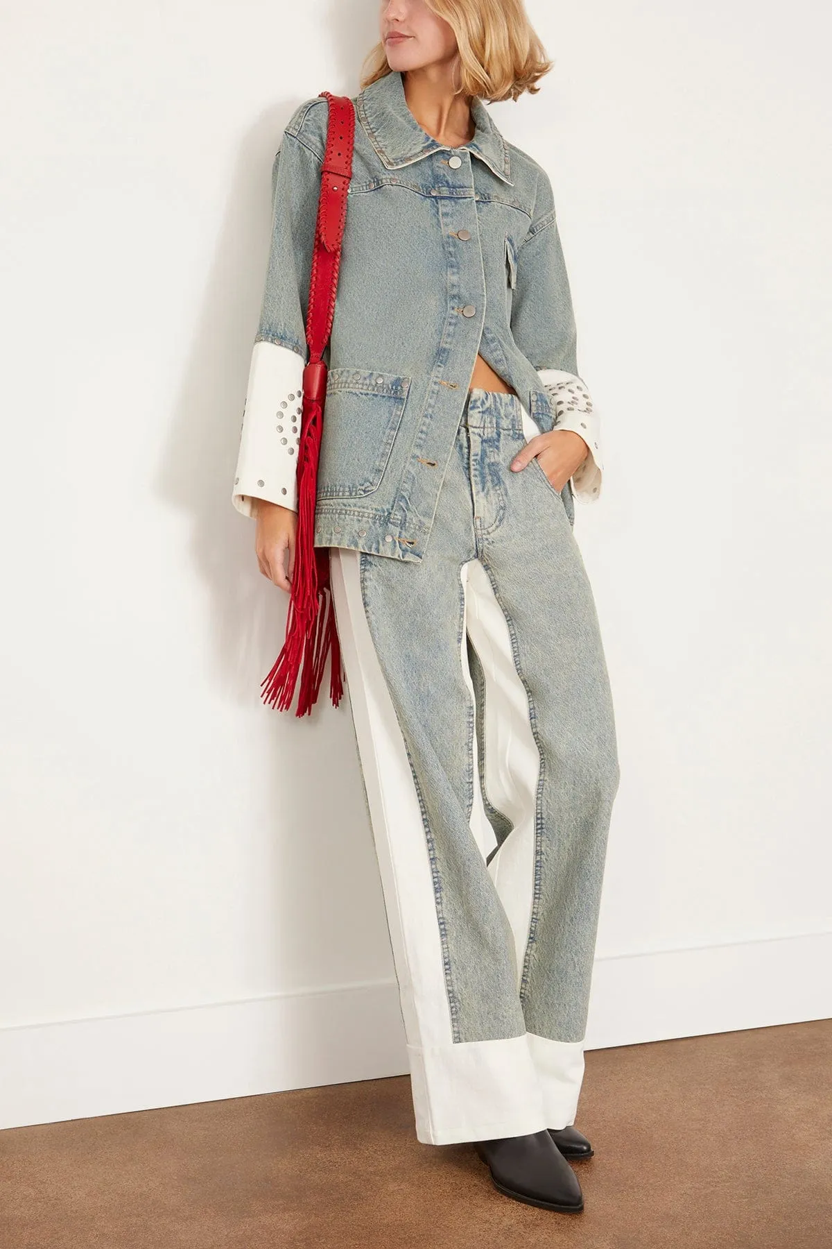 Liam Pieced Denim Jeans in Blue