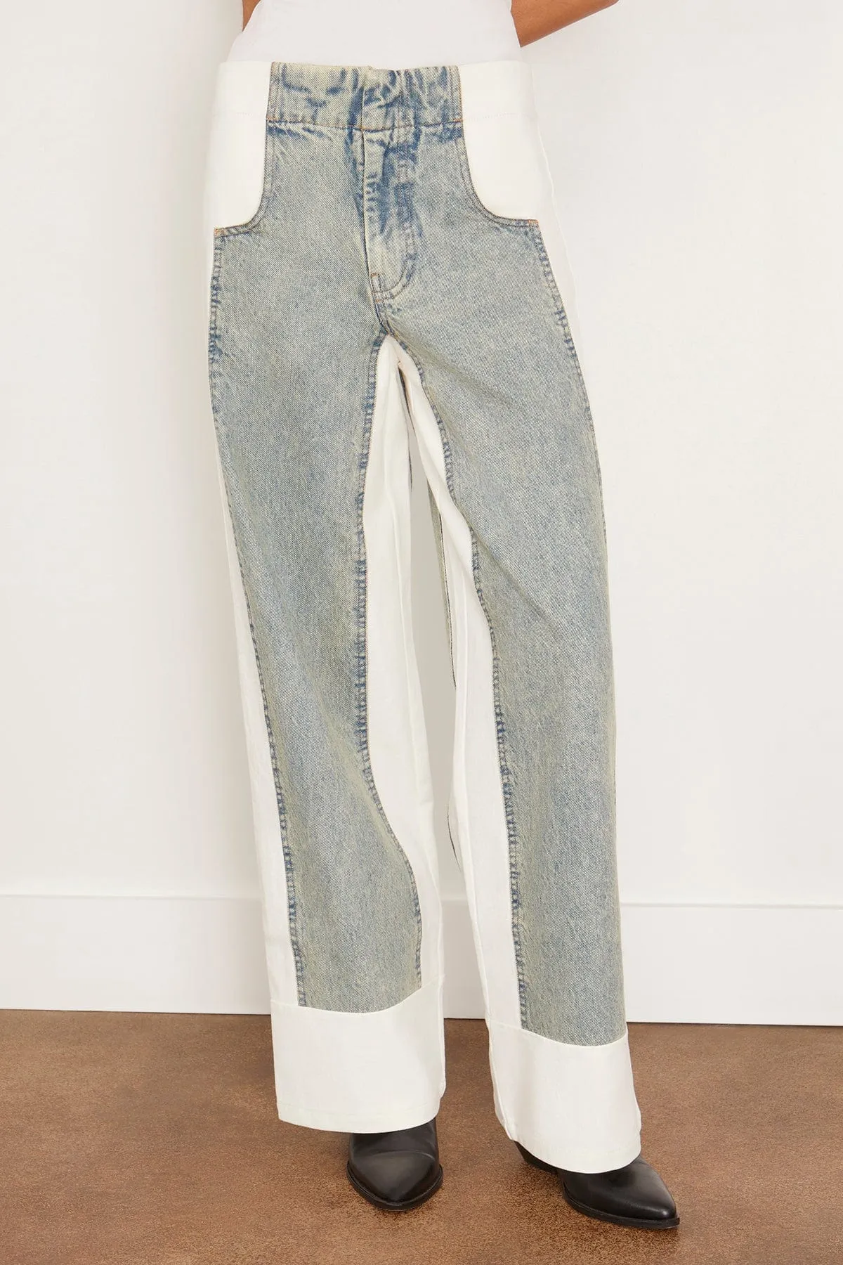 Liam Pieced Denim Jeans in Blue