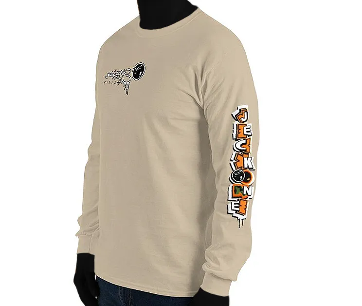 LONG SLEEVE TEE (uniSex): OrangeNeonCamoDrip -flipped