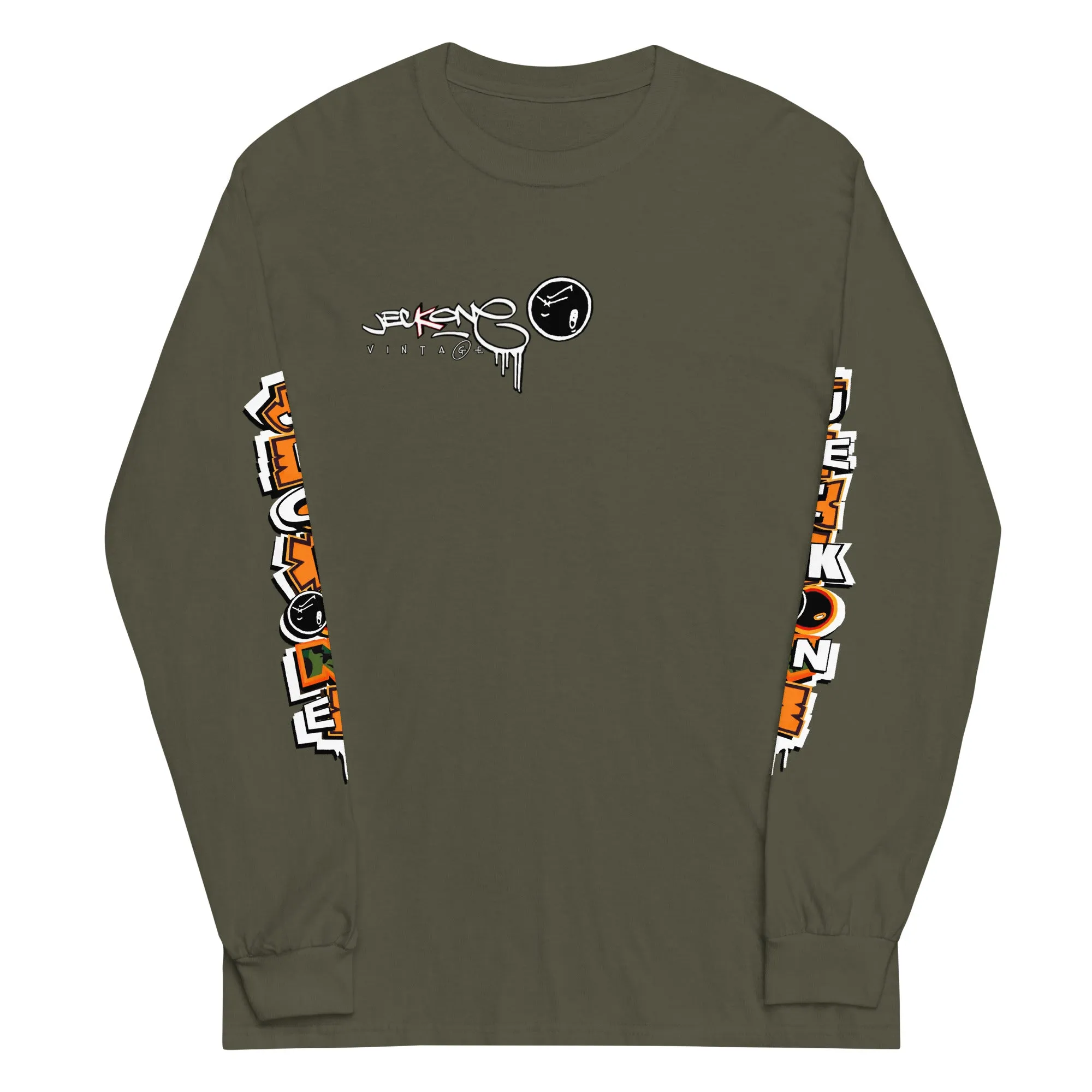 LONG SLEEVE TEE (uniSex): OrangeNeonCamoDrip -flipped