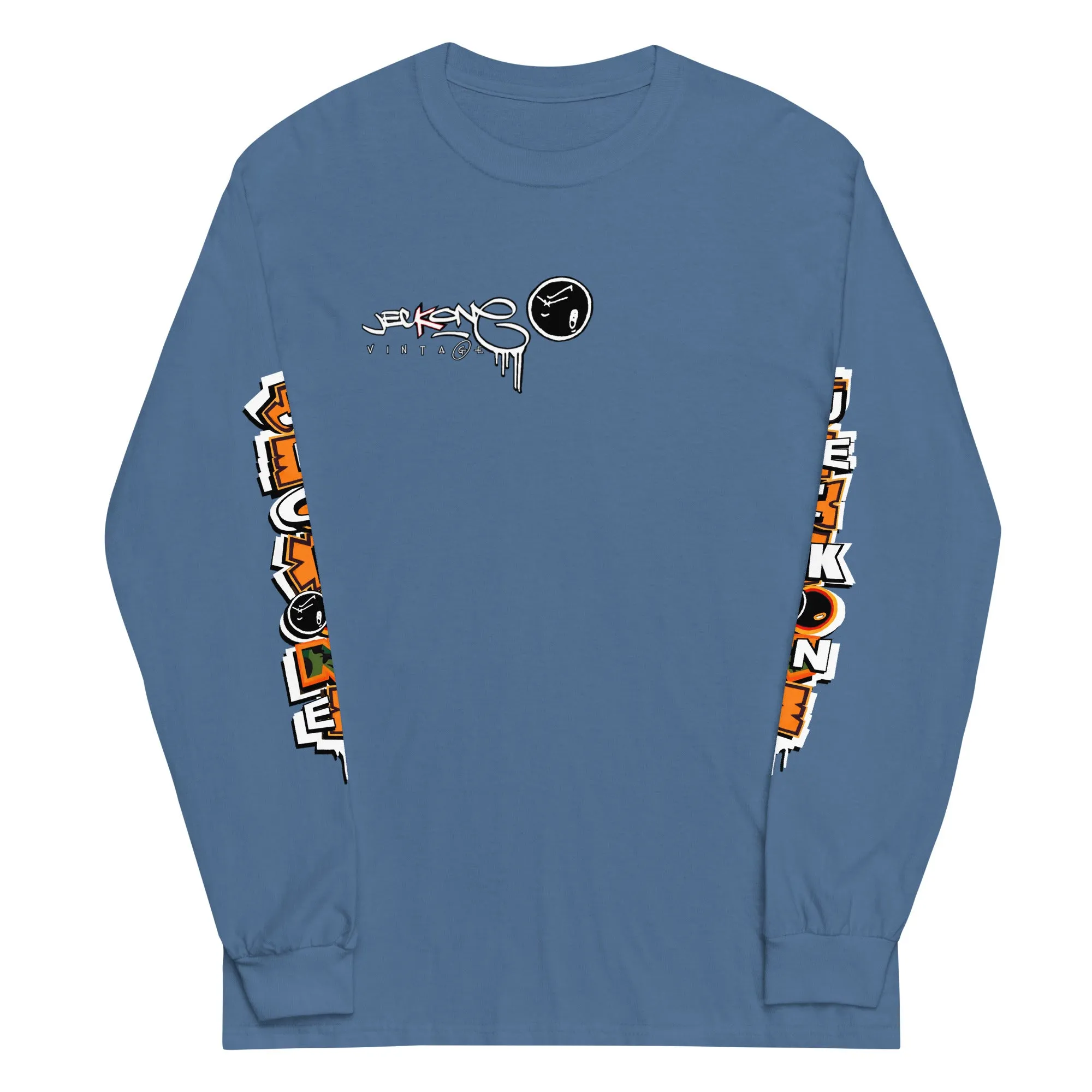 LONG SLEEVE TEE (uniSex): OrangeNeonCamoDrip -flipped