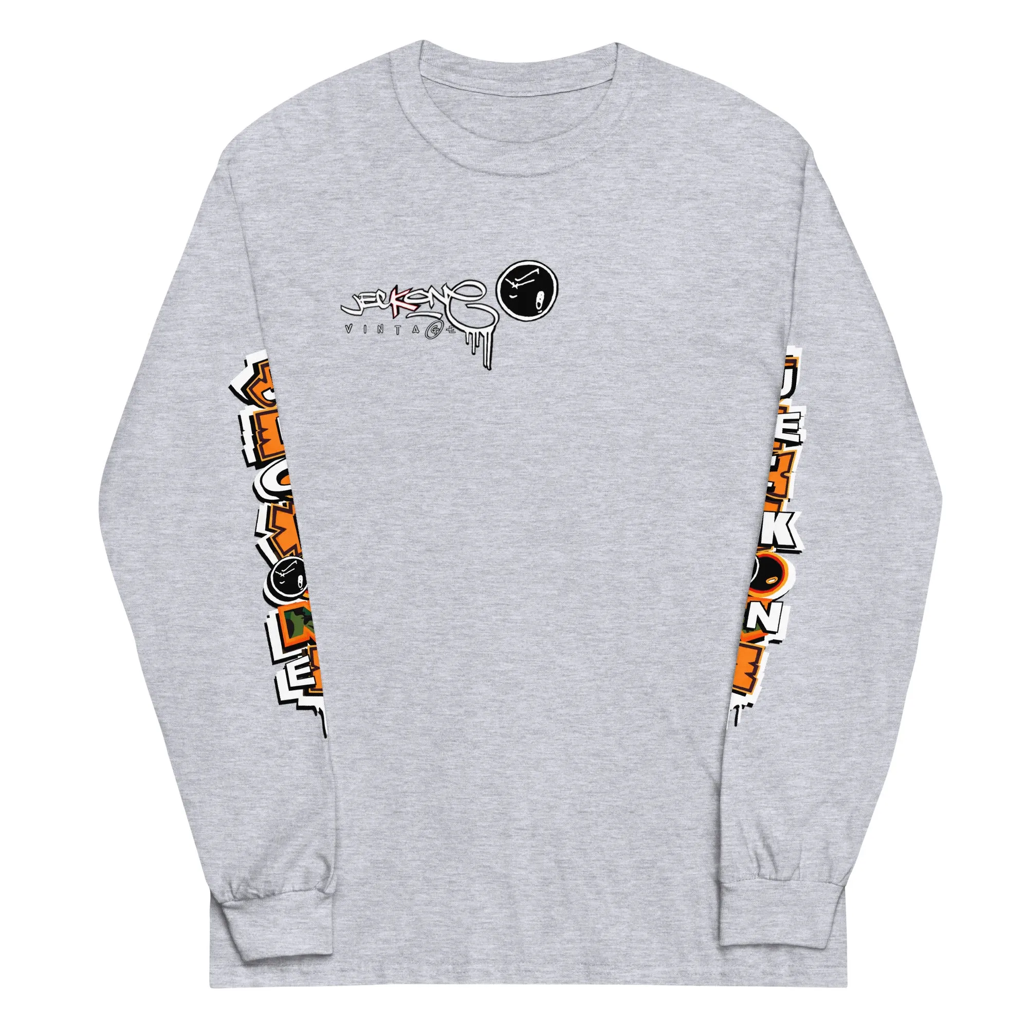 LONG SLEEVE TEE (uniSex): OrangeNeonCamoDrip -flipped