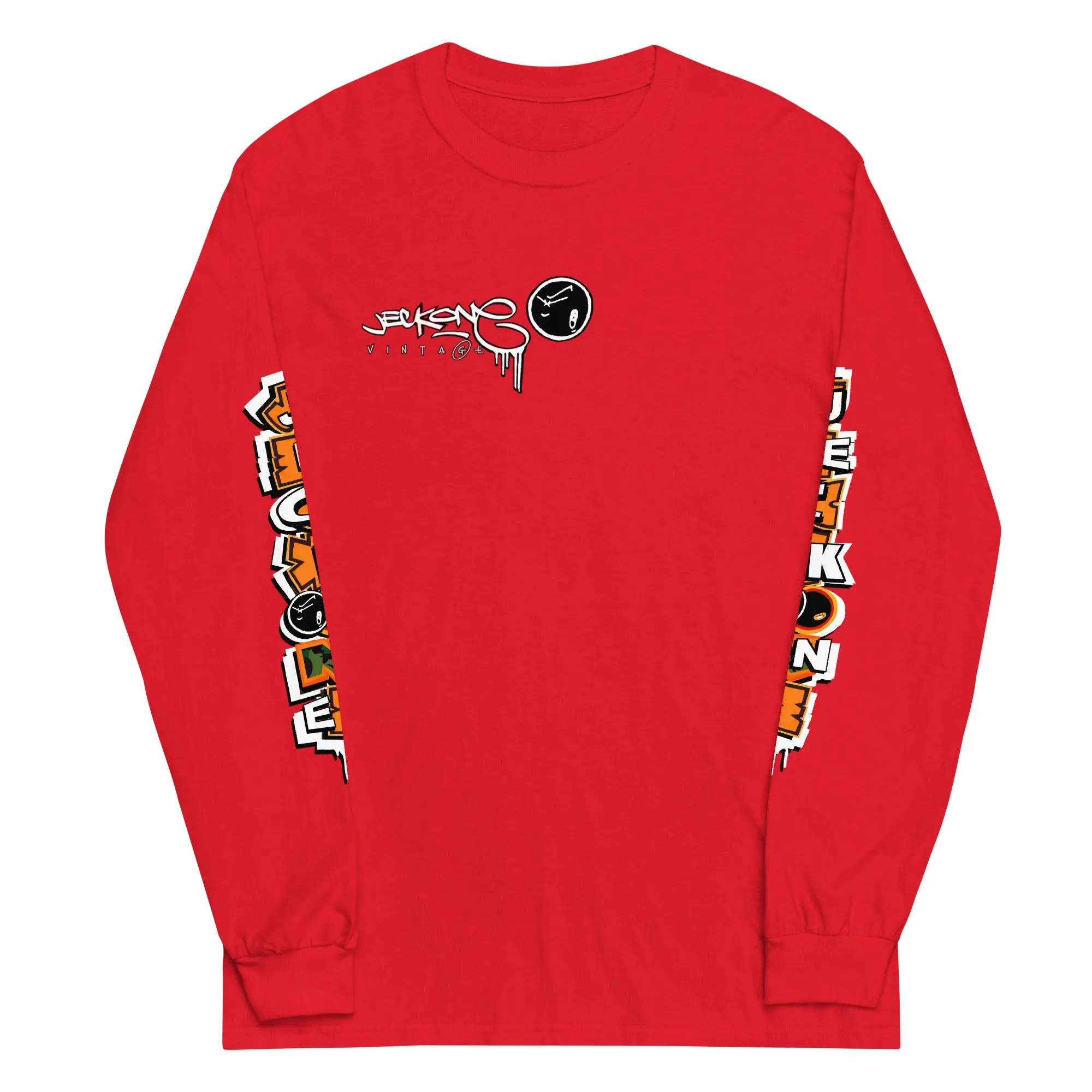 LONG SLEEVE TEE (uniSex): OrangeNeonCamoDrip -flipped