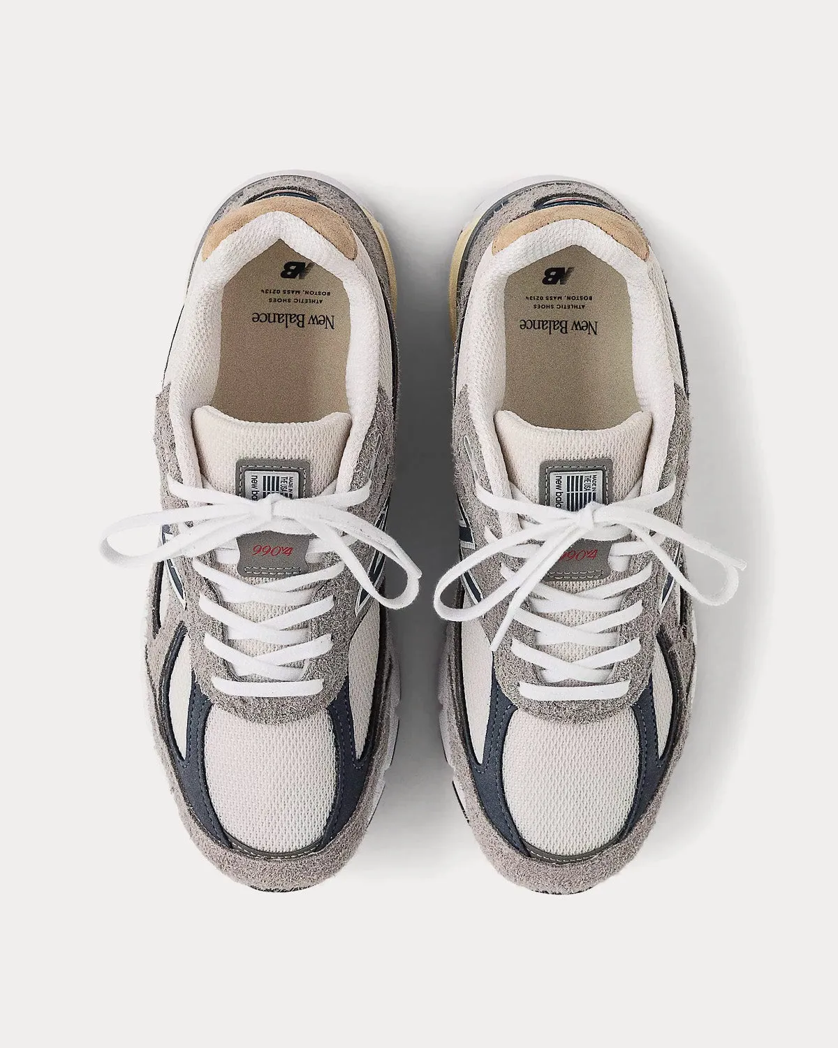 Made in USA 990v4 'Grey Day' Marblehead / Vintage Indigo Low Top Sneakers