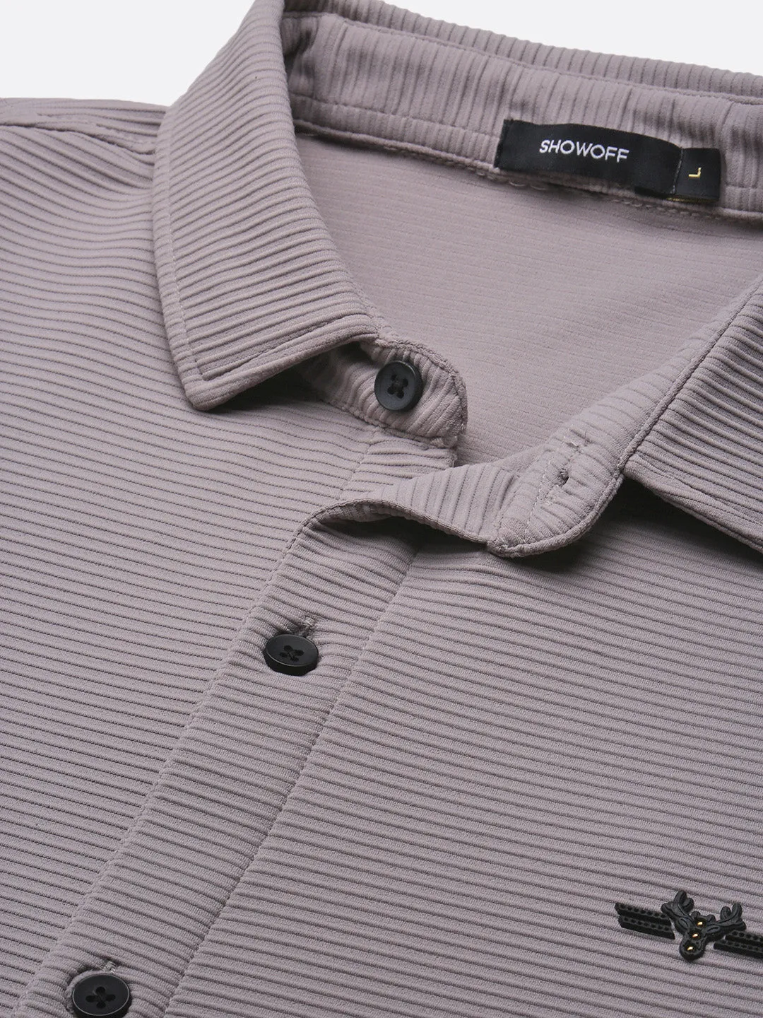 Men Grey Solid Casual Slim Fit Shirt