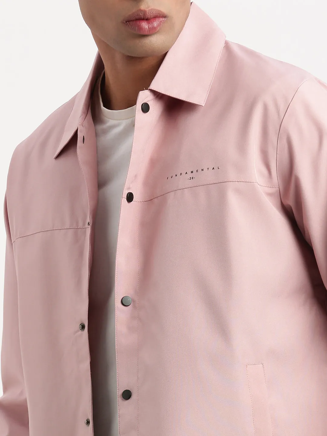 Men Peach Spread Collar Windcheater Tailored Jacket