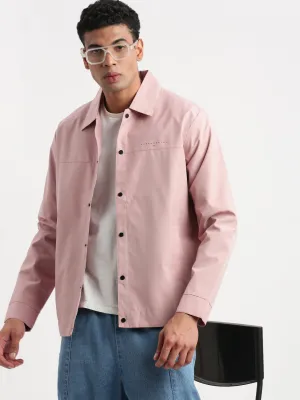 Men Peach Spread Collar Windcheater Tailored Jacket