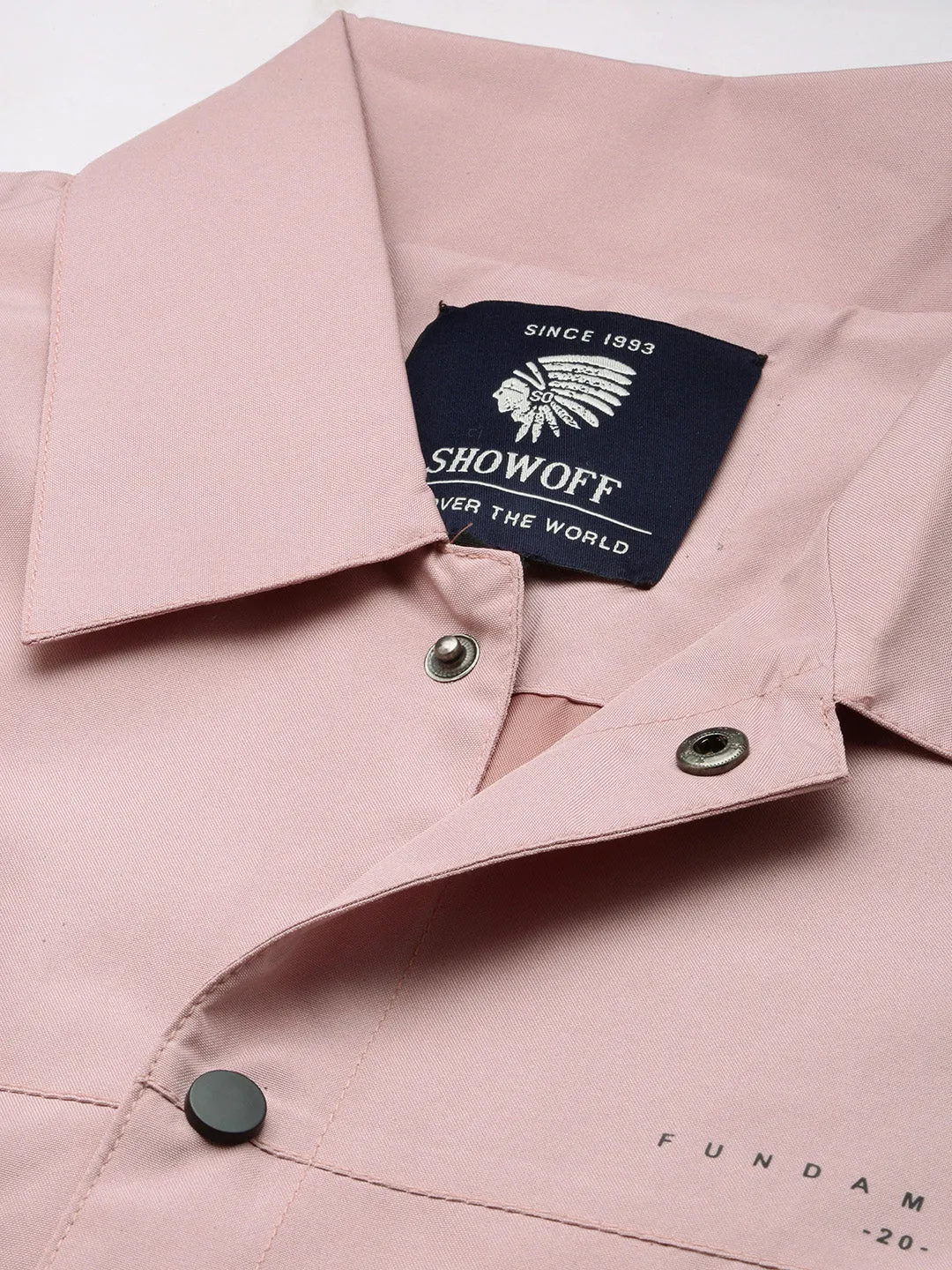 Men Peach Spread Collar Windcheater Tailored Jacket