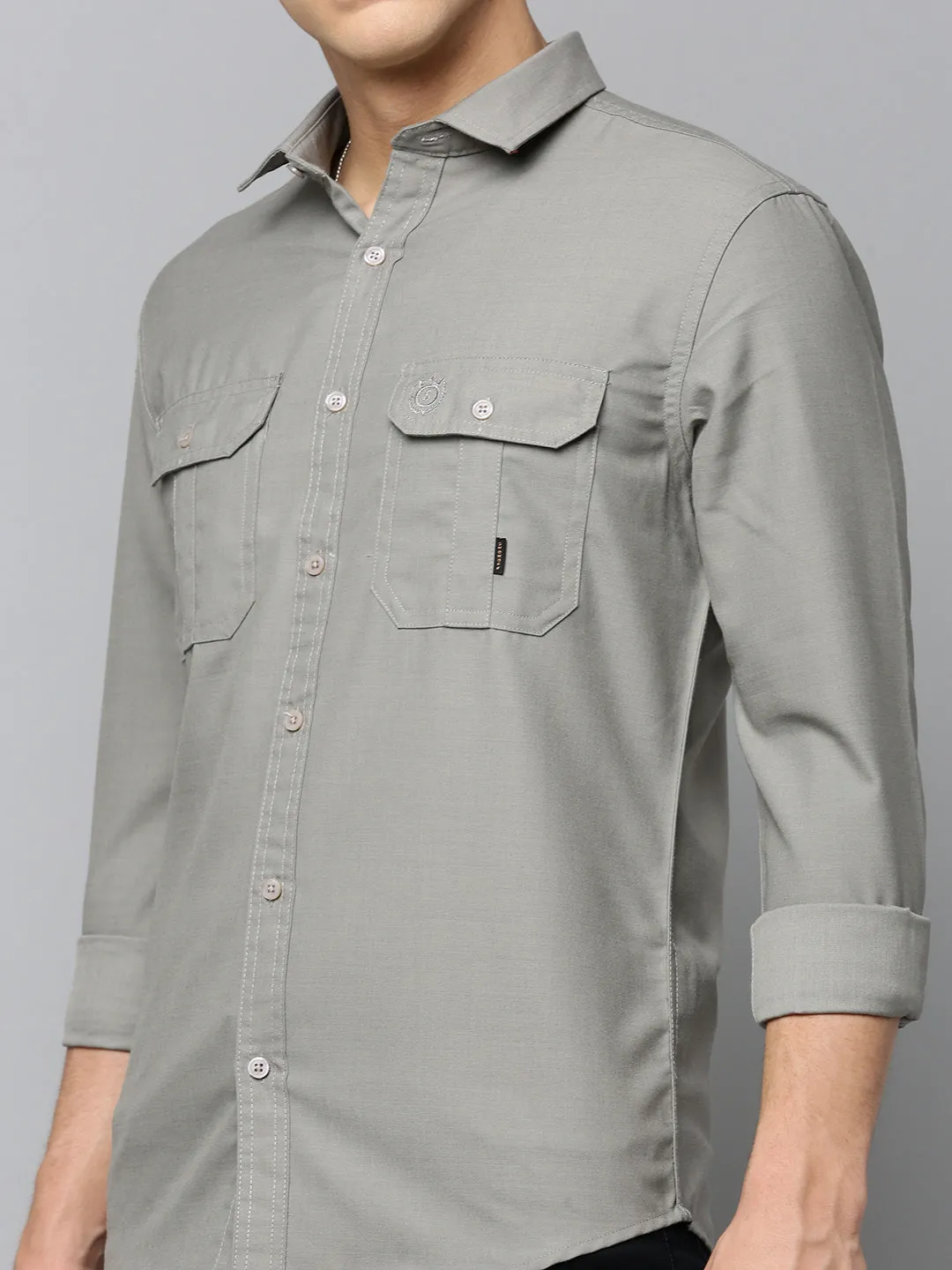 Men Taupe Comfort Opaque Twill Cotton Casual Shirt