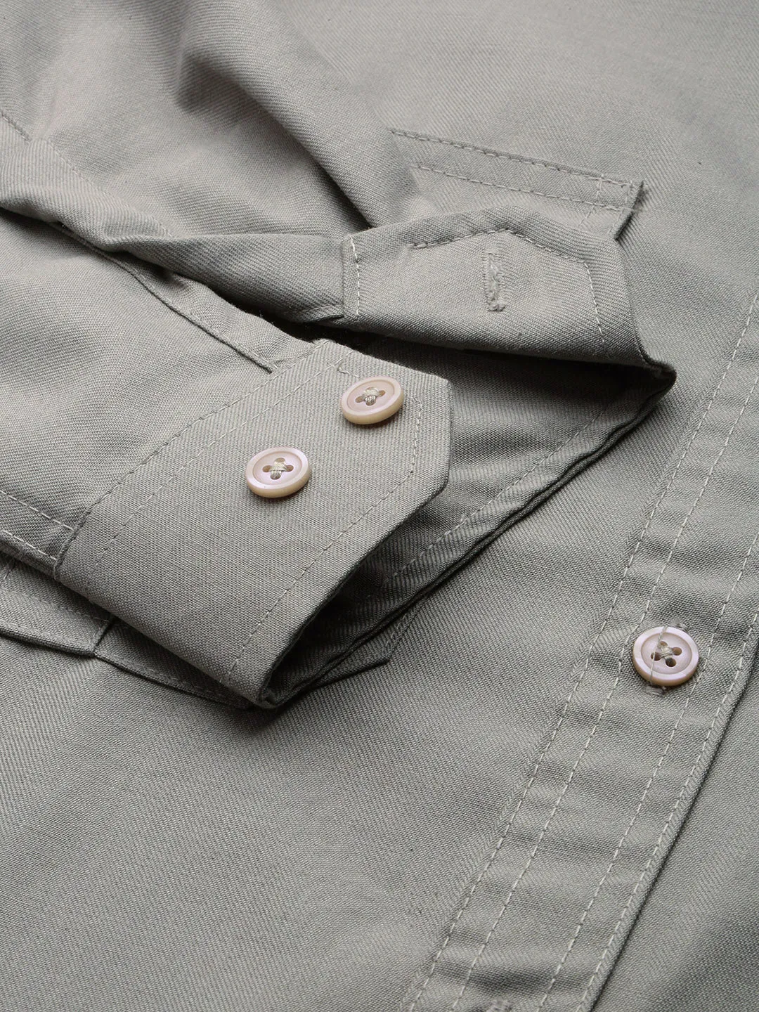Men Taupe Comfort Opaque Twill Cotton Casual Shirt
