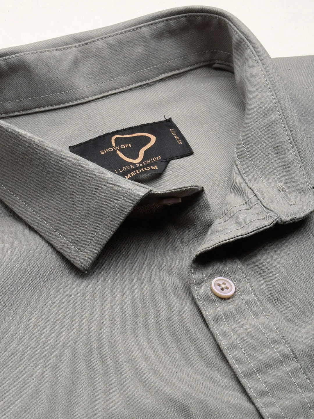 Men Taupe Comfort Opaque Twill Cotton Casual Shirt