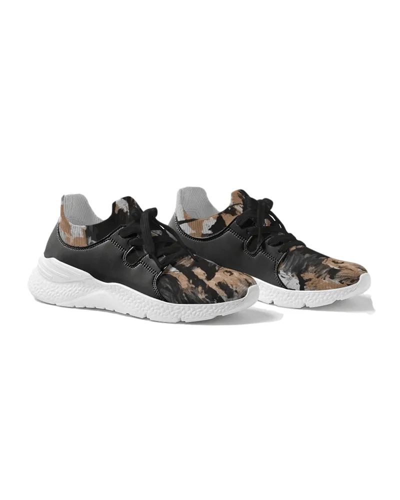 Men's Two-Tone Black Sneaker, Custom Design - Earth Tones