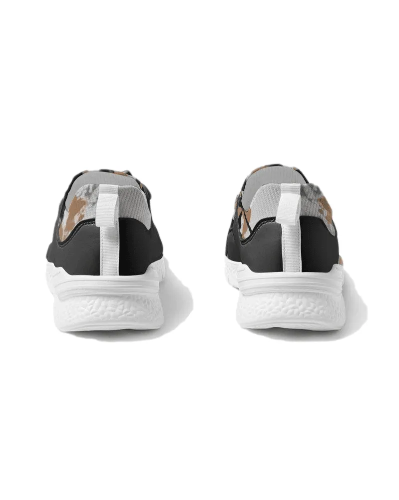 Men's Two-Tone Black Sneaker, Custom Design - Earth Tones