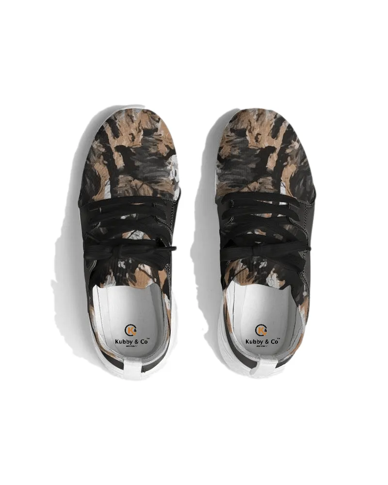 Men's Two-Tone Black Sneaker, Custom Design - Earth Tones
