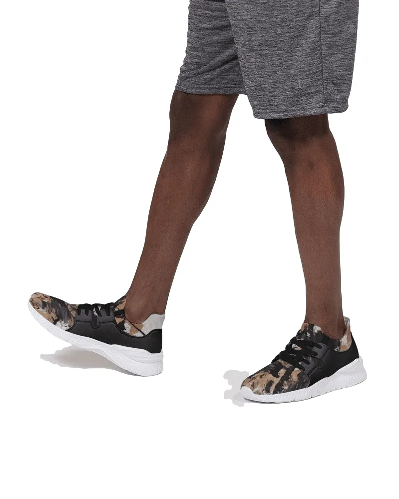 Men's Two-Tone Black Sneaker, Custom Design - Earth Tones