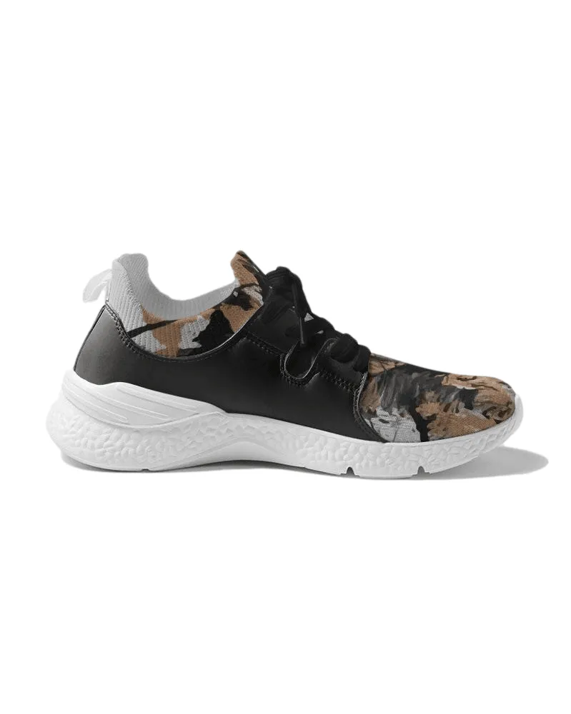 Men's Two-Tone Black Sneaker, Custom Design - Earth Tones