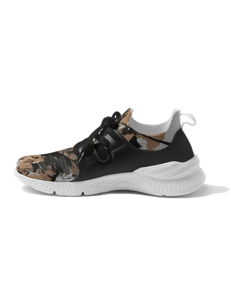 Men's Two-Tone Black Sneaker, Custom Design - Earth Tones