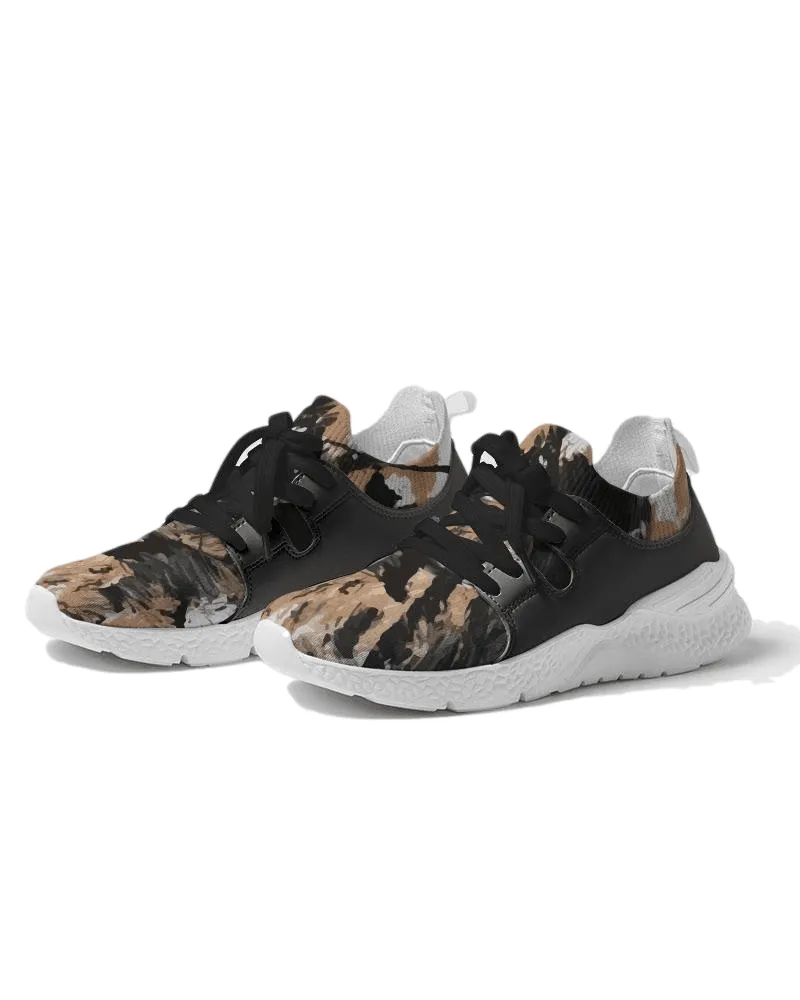 Men's Two-Tone Black Sneaker, Custom Design - Earth Tones