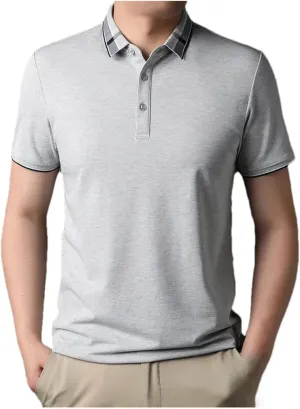 Mnjyihy Men's Summer Short Sleeve Polo Shirt Solid Regular-Fit Cotton Quick-Dry Casual Golf Shirt