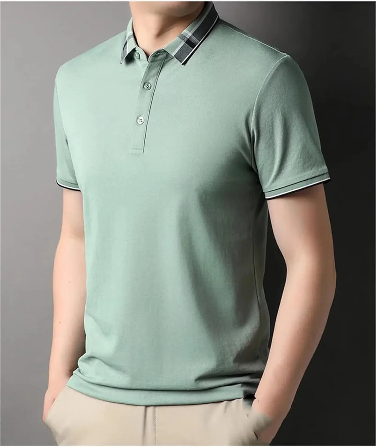 Mnjyihy Men's Summer Short Sleeve Polo Shirt Solid Regular-Fit Cotton Quick-Dry Casual Golf Shirt
