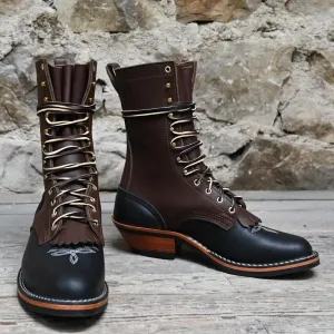 Nicks 10" Two Tone Leather Buckaroo Packer with White Toe Bug Stitch