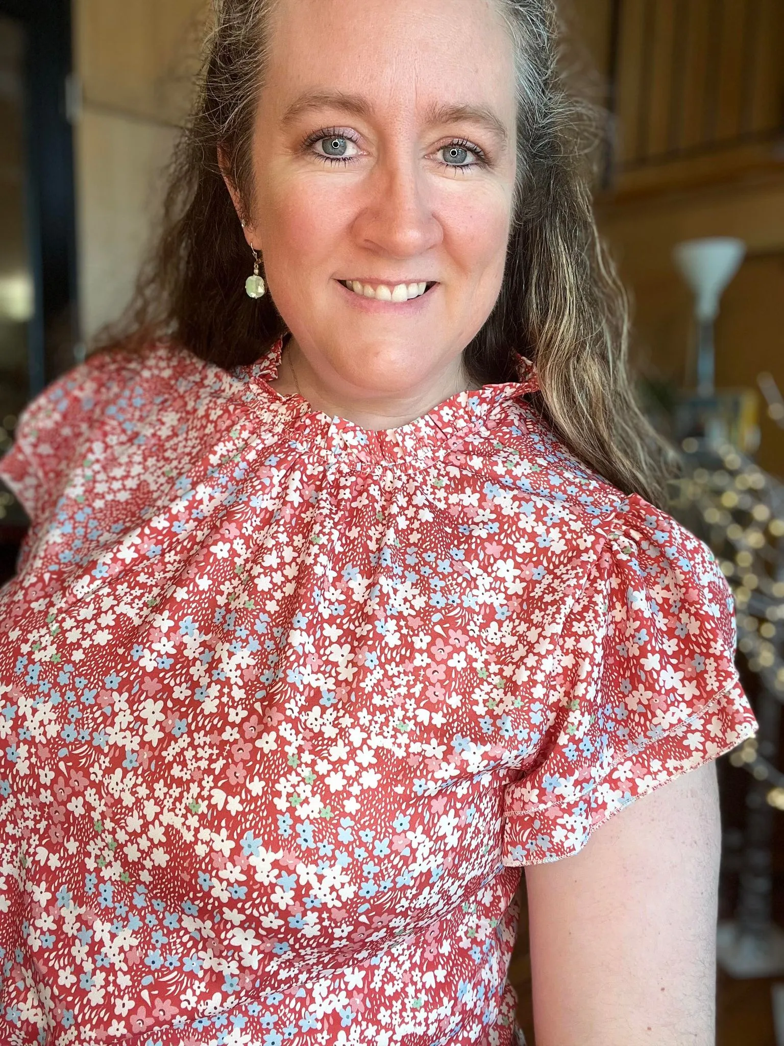 PINK FLORAL PRINT RUFFLE SLEEVE PLUS SIZE BLOUSE TOP