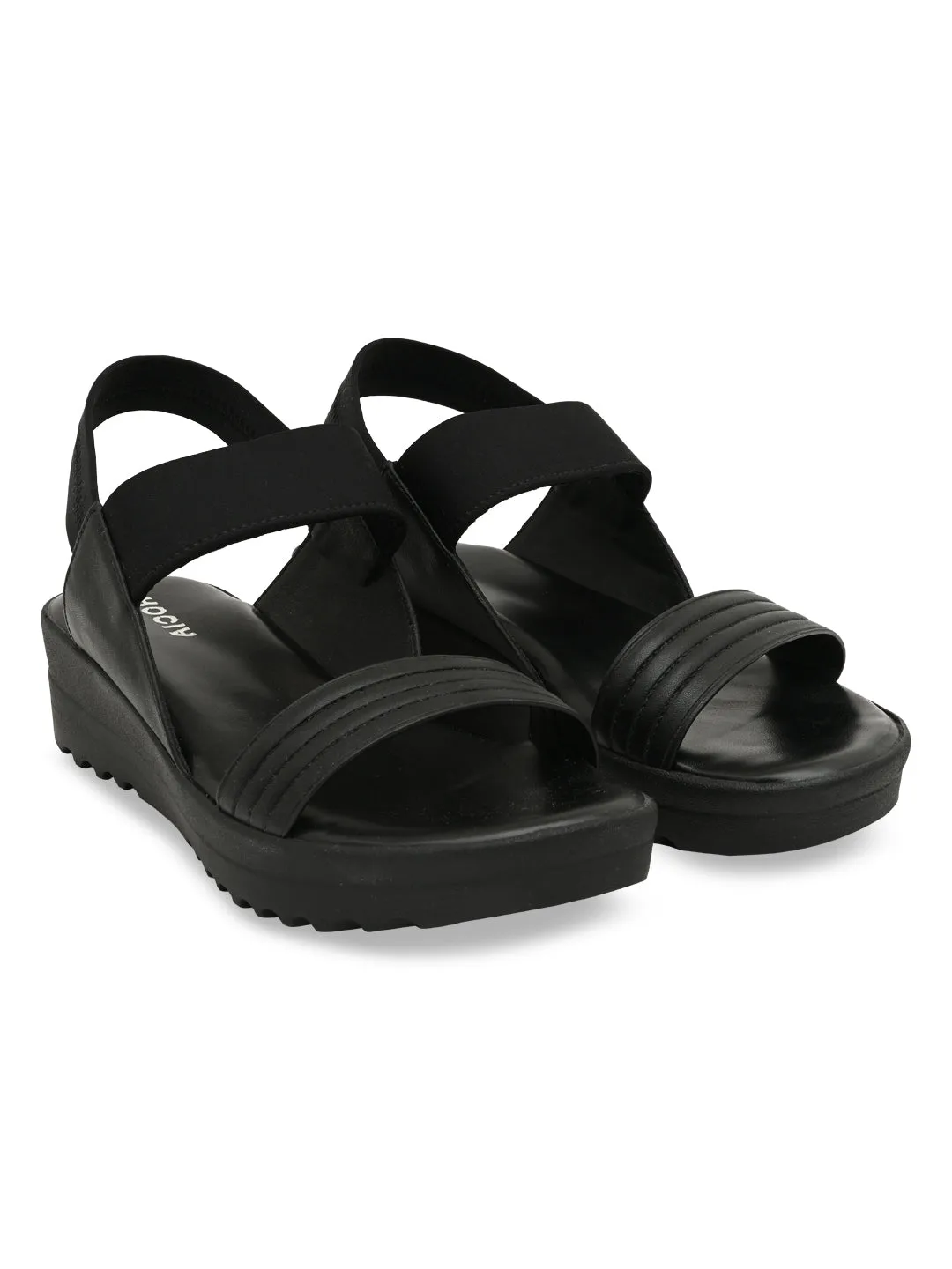 Rocia By Regal Black Women Casual Wedge Heel Sandals