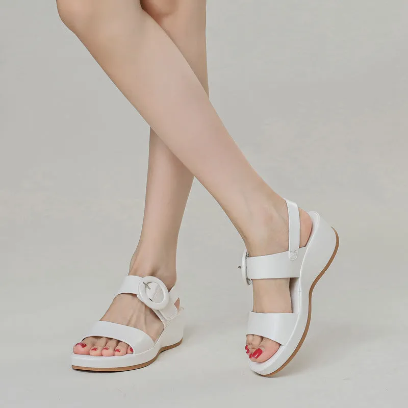 Sandals Women's Summer New Fashion Versatile Comfortable Wedge Heel Flat Casual Shoes Platform Mid-heel