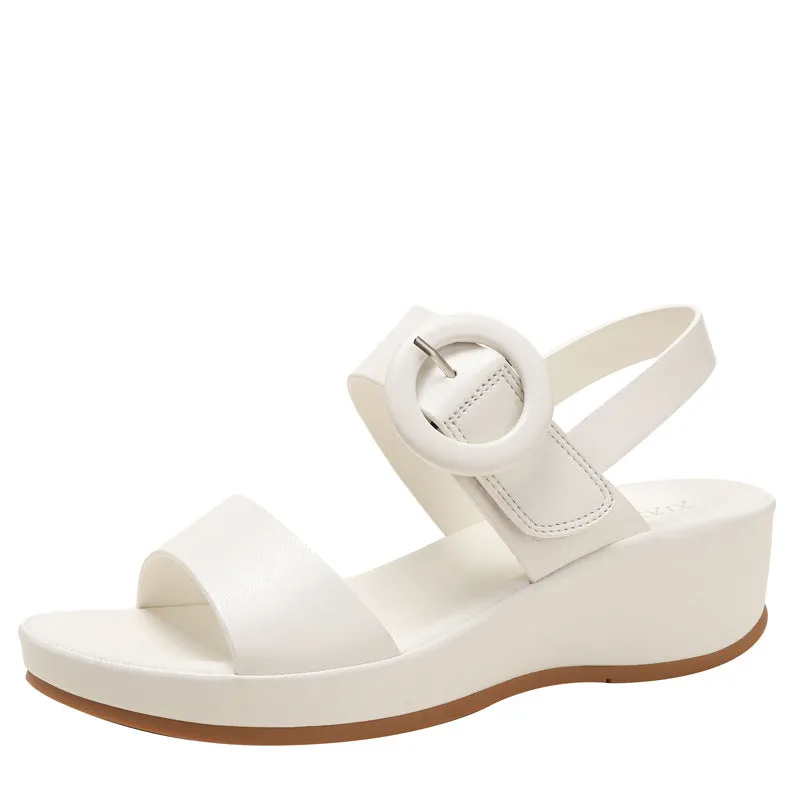 Sandals Women's Summer New Fashion Versatile Comfortable Wedge Heel Flat Casual Shoes Platform Mid-heel