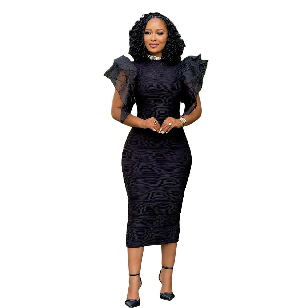 Stitching Lotus Leaf Sleeve Summer Dress