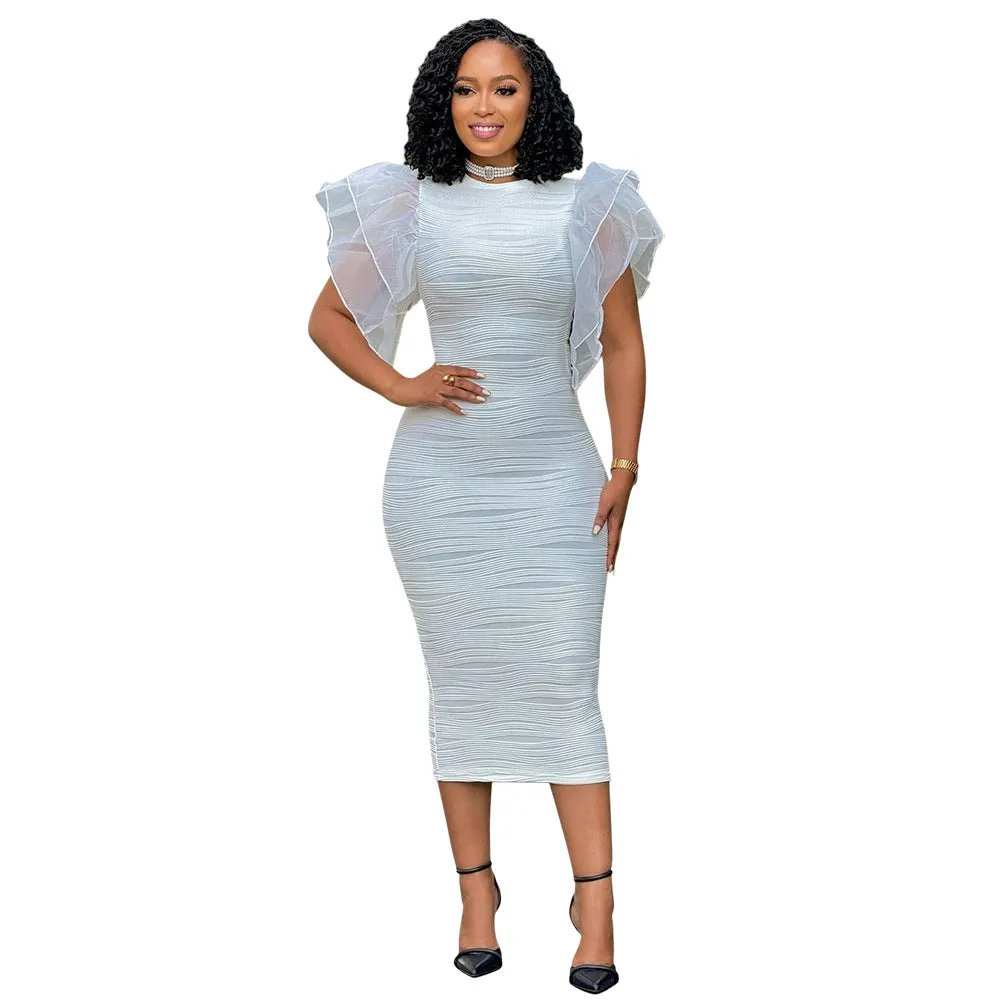 Stitching Lotus Leaf Sleeve Summer Dress