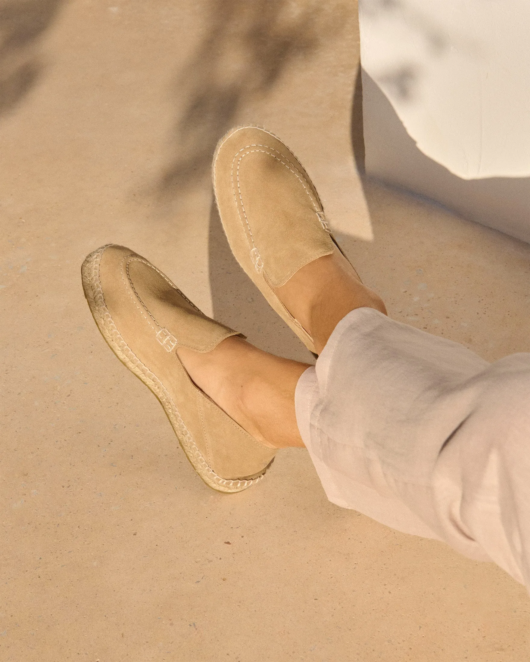 Suede Traveler Loafers Espadrilles - M28LT - Hamptons Washed Beige
