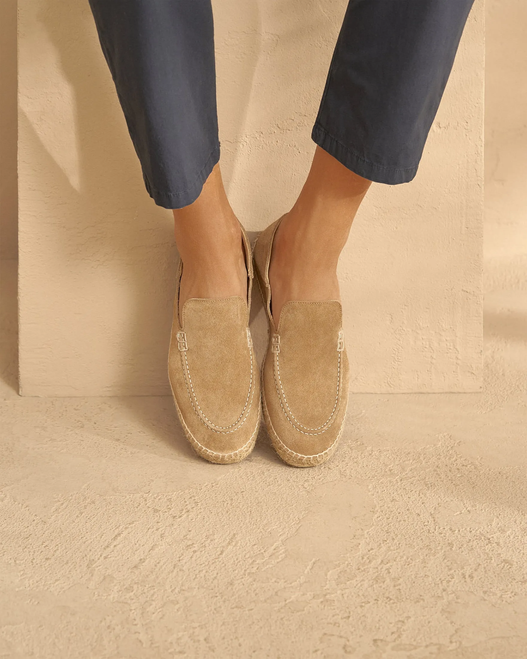 Suede Traveler Loafers Espadrilles - M28LT - Hamptons Washed Beige
