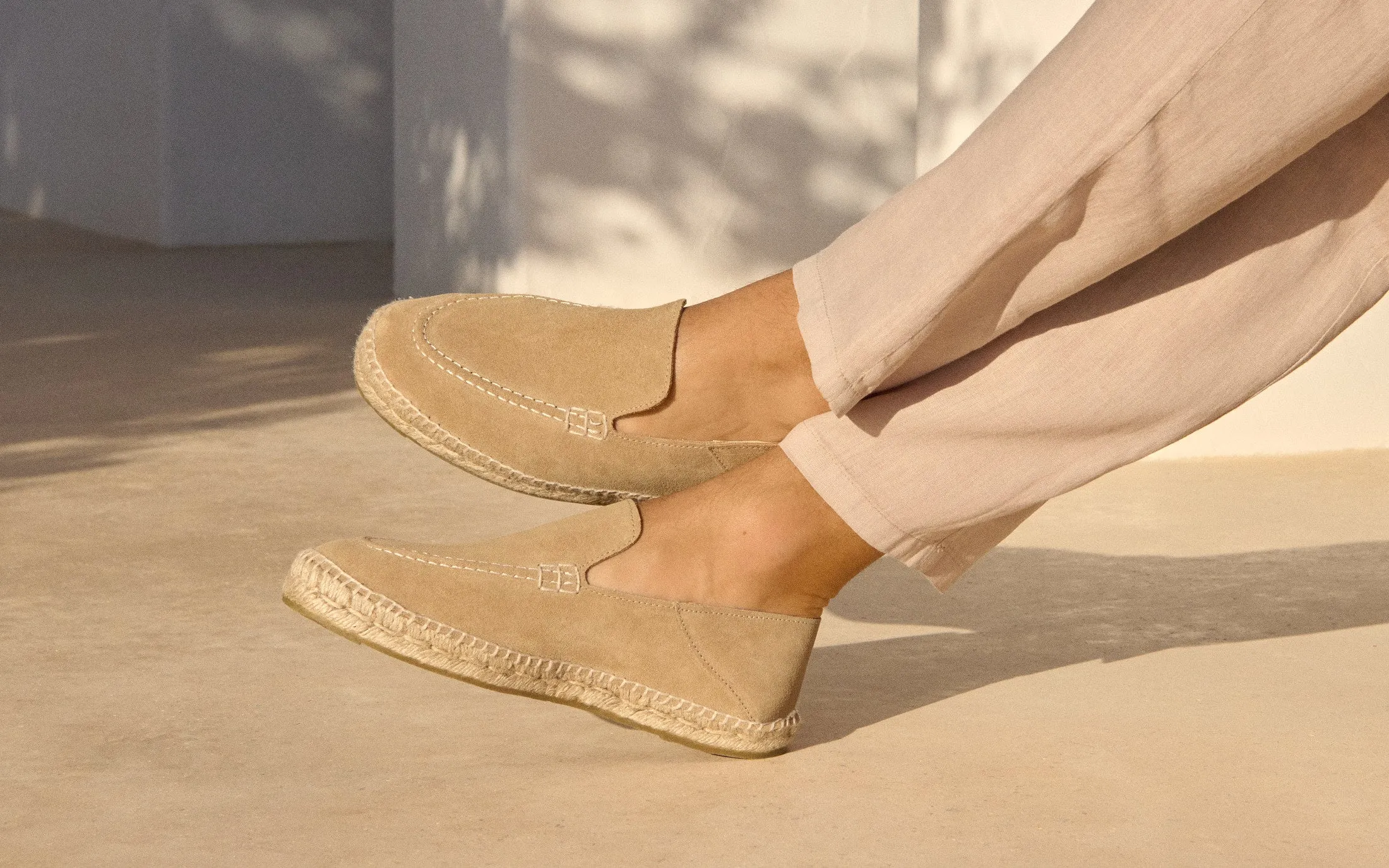 Suede Traveler Loafers Espadrilles - M28LT - Hamptons Washed Beige