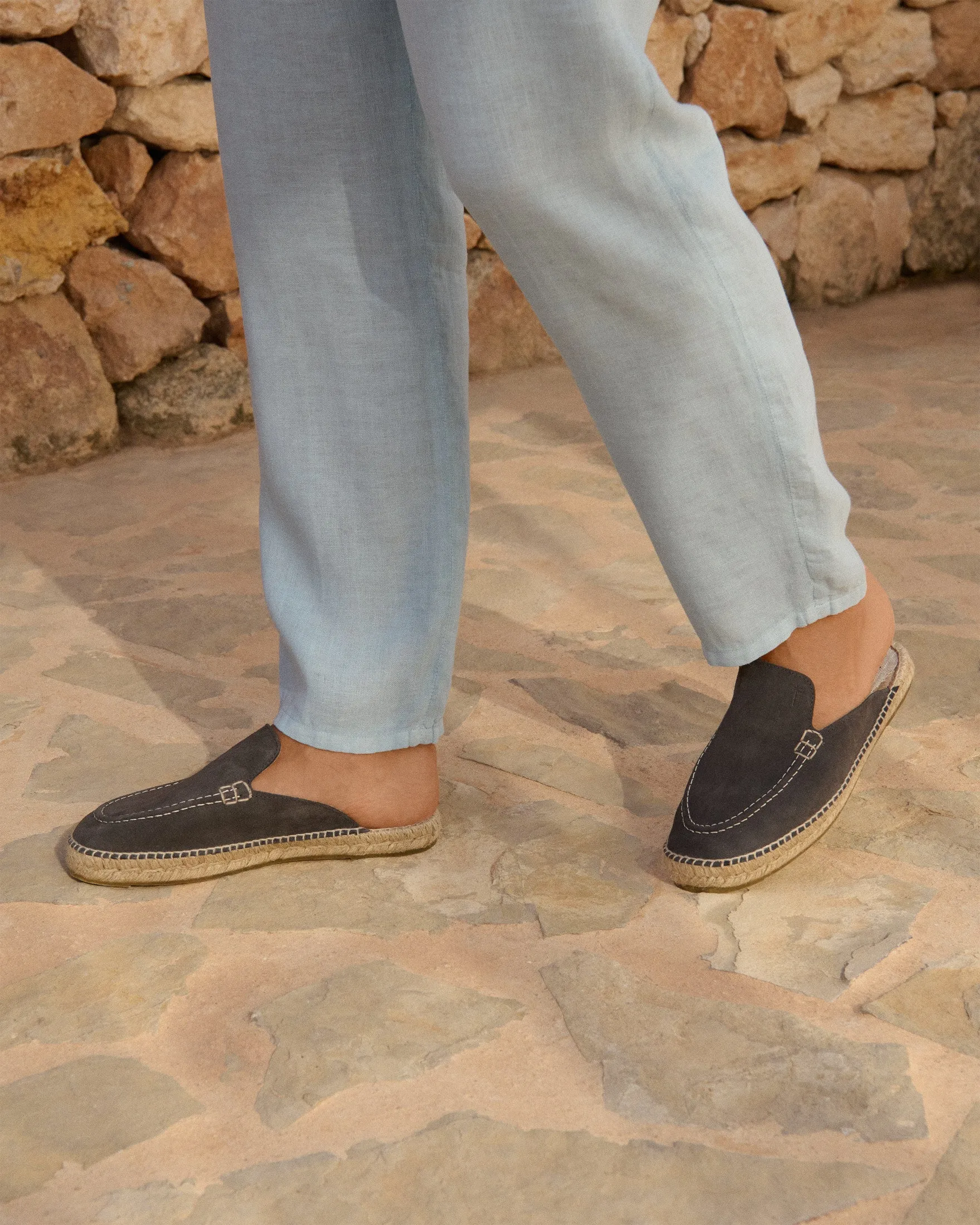 Suede Traveler Loafers Mules - W10MT - Hamptons Carbon Grey