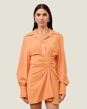The Havana: Orange Cinched Waist Mini Dress