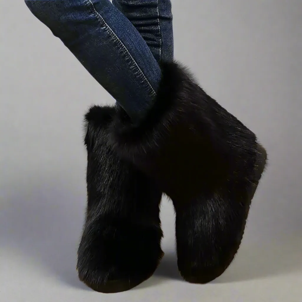 Thigh High Faux Fur Winter Flat Boots