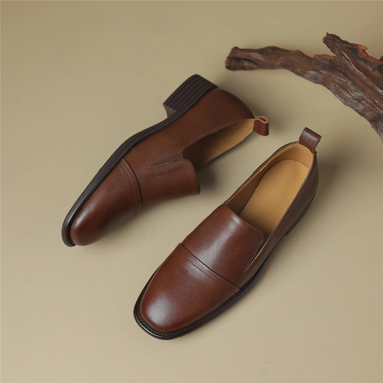 TinaCus Women's Round Toe Genuine Leather Handmade Slip On Flat Shoes