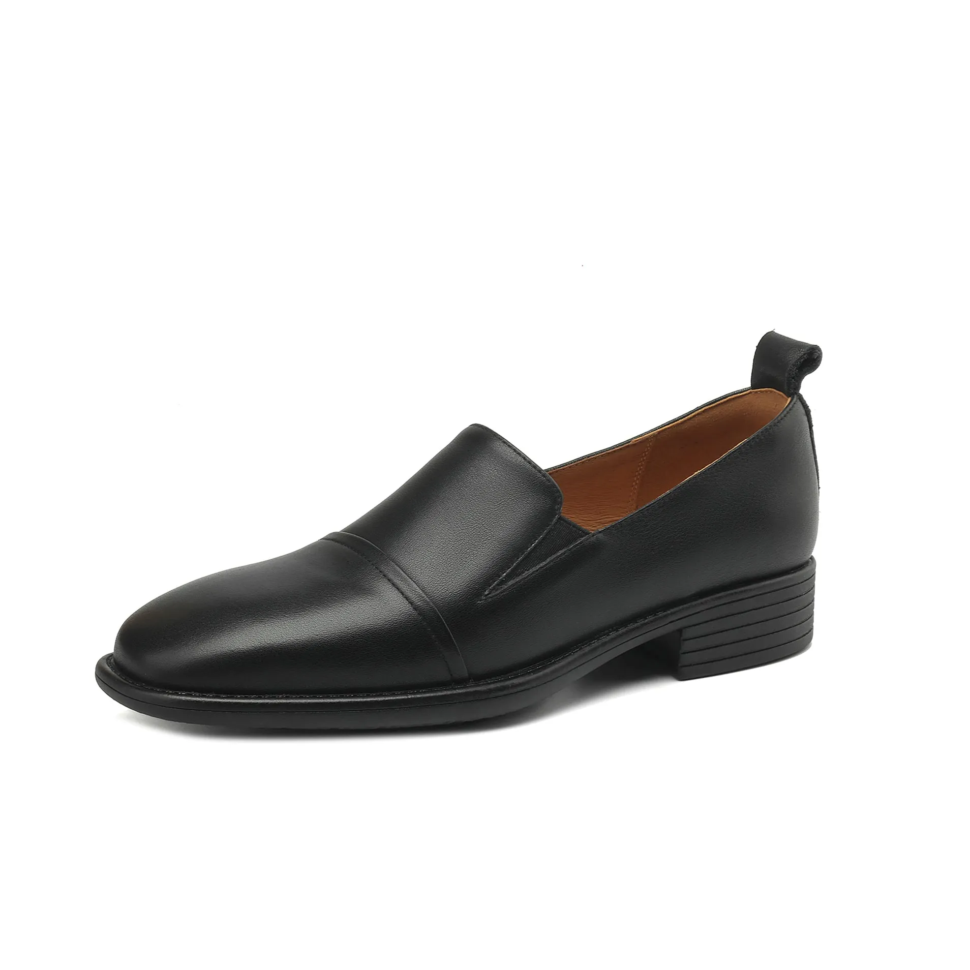 TinaCus Women's Round Toe Genuine Leather Handmade Slip On Flat Shoes
