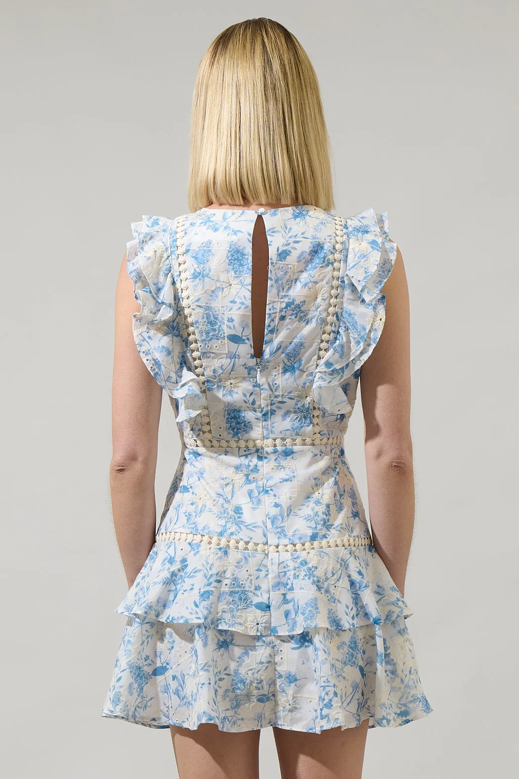 Tuti Floral Dot Crochet Ruffle Dress