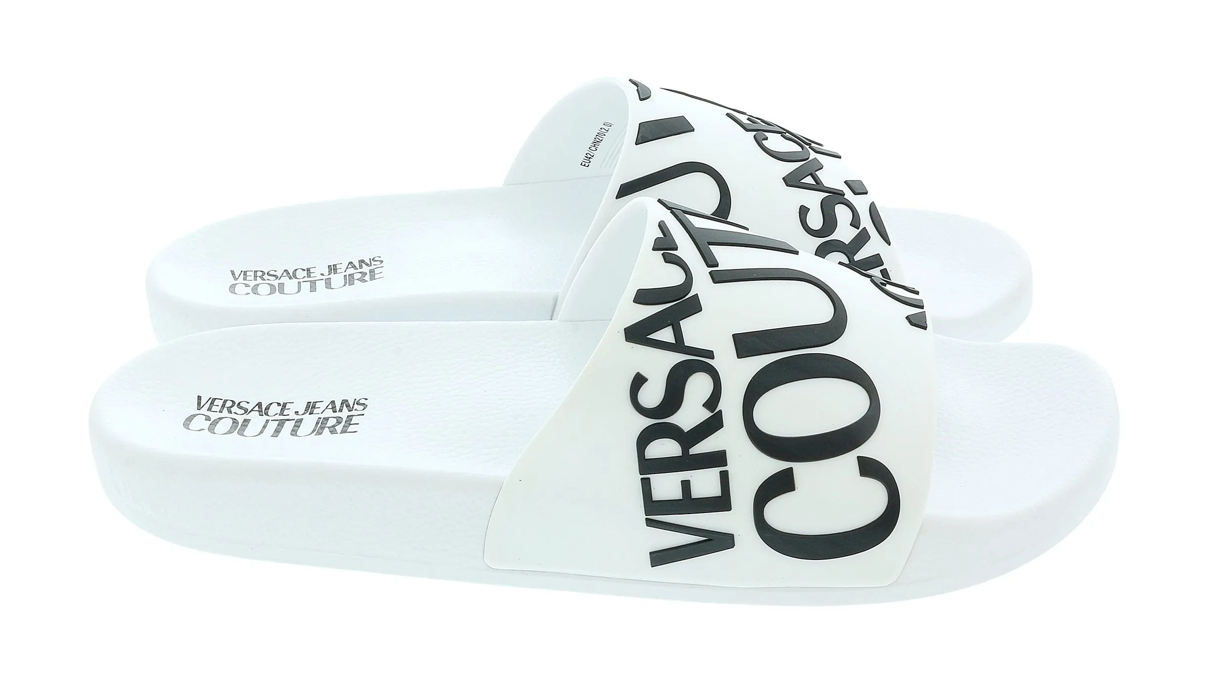Versace Jeans Couture White Signature Pool Slide-