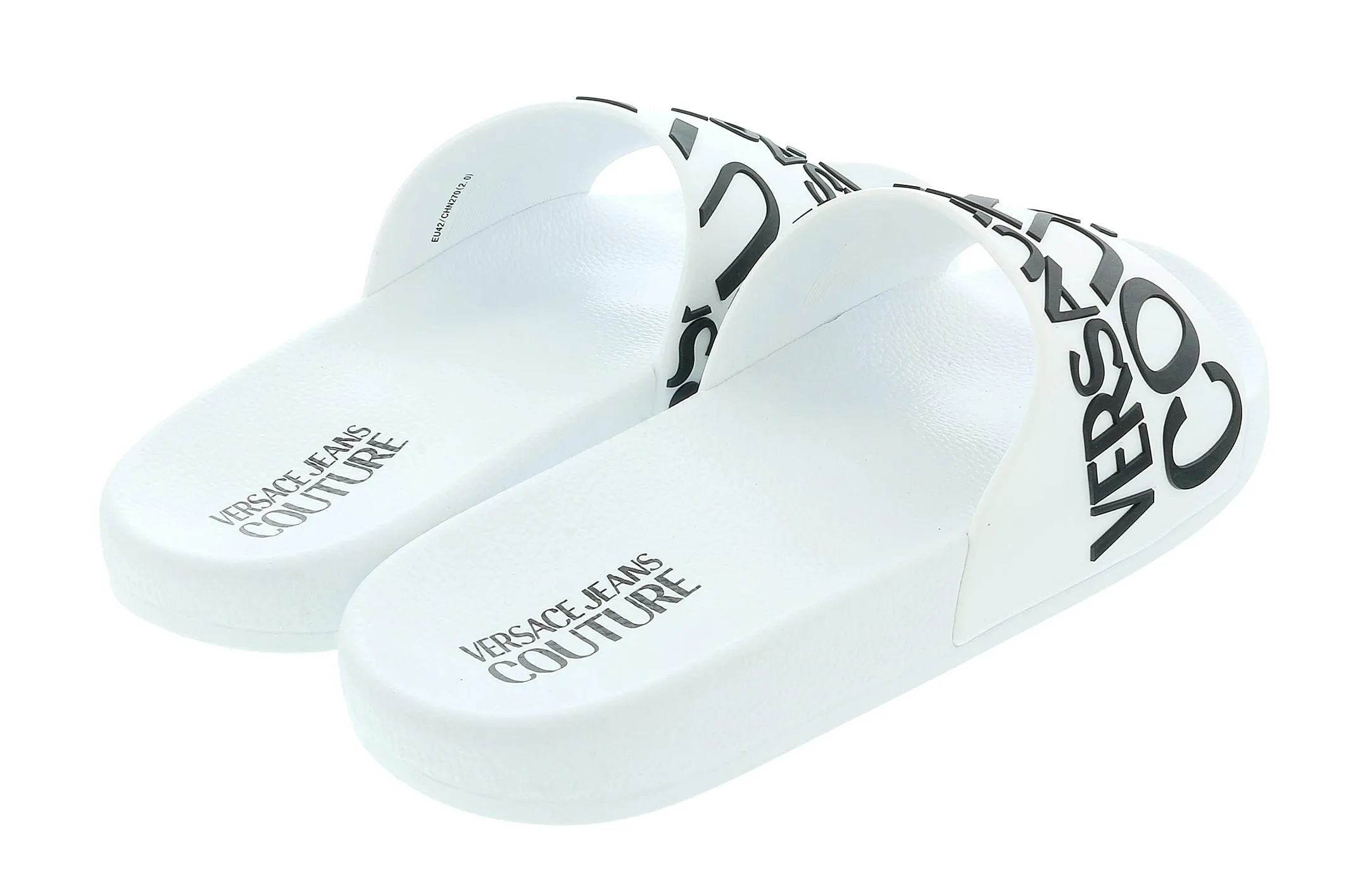 Versace Jeans Couture White Signature Pool Slide-