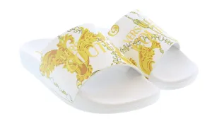 Versace Jeans Couture White/Gold Signature Pattern Pool Slide-