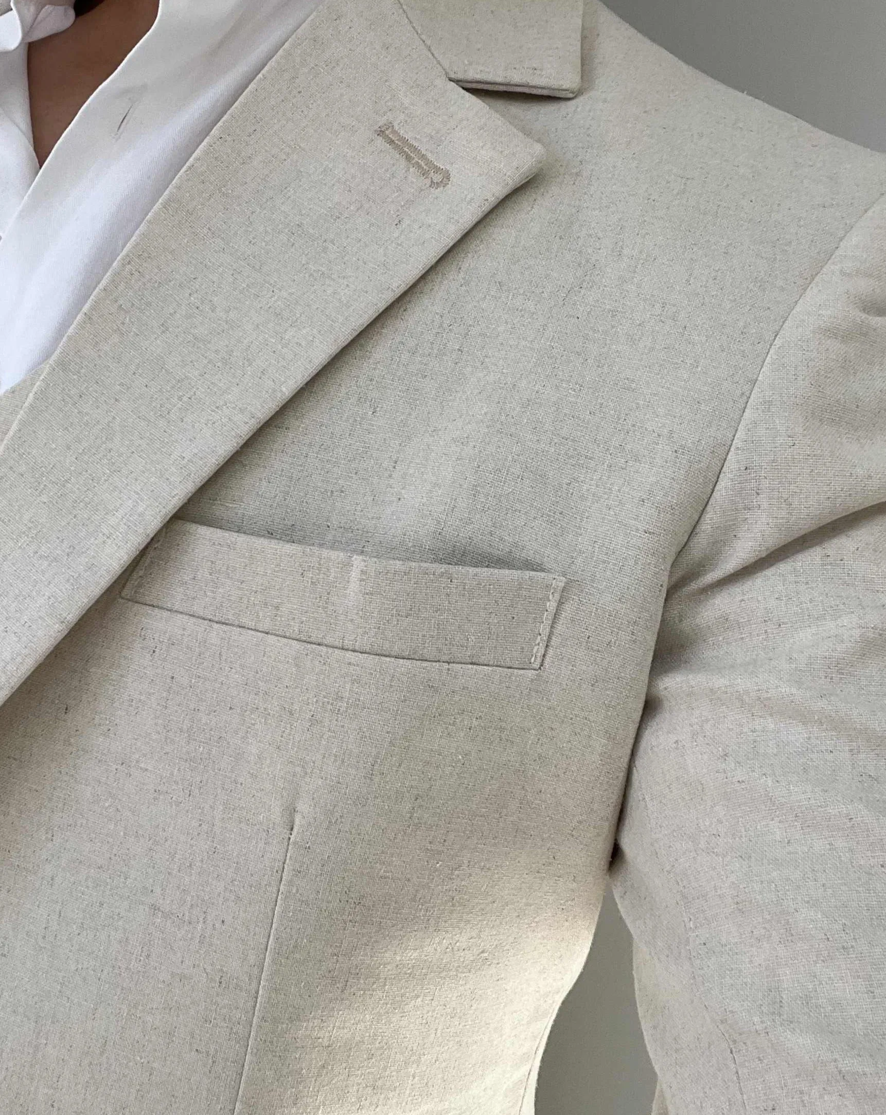 Wedding 2 Piece Linen Cream Suit