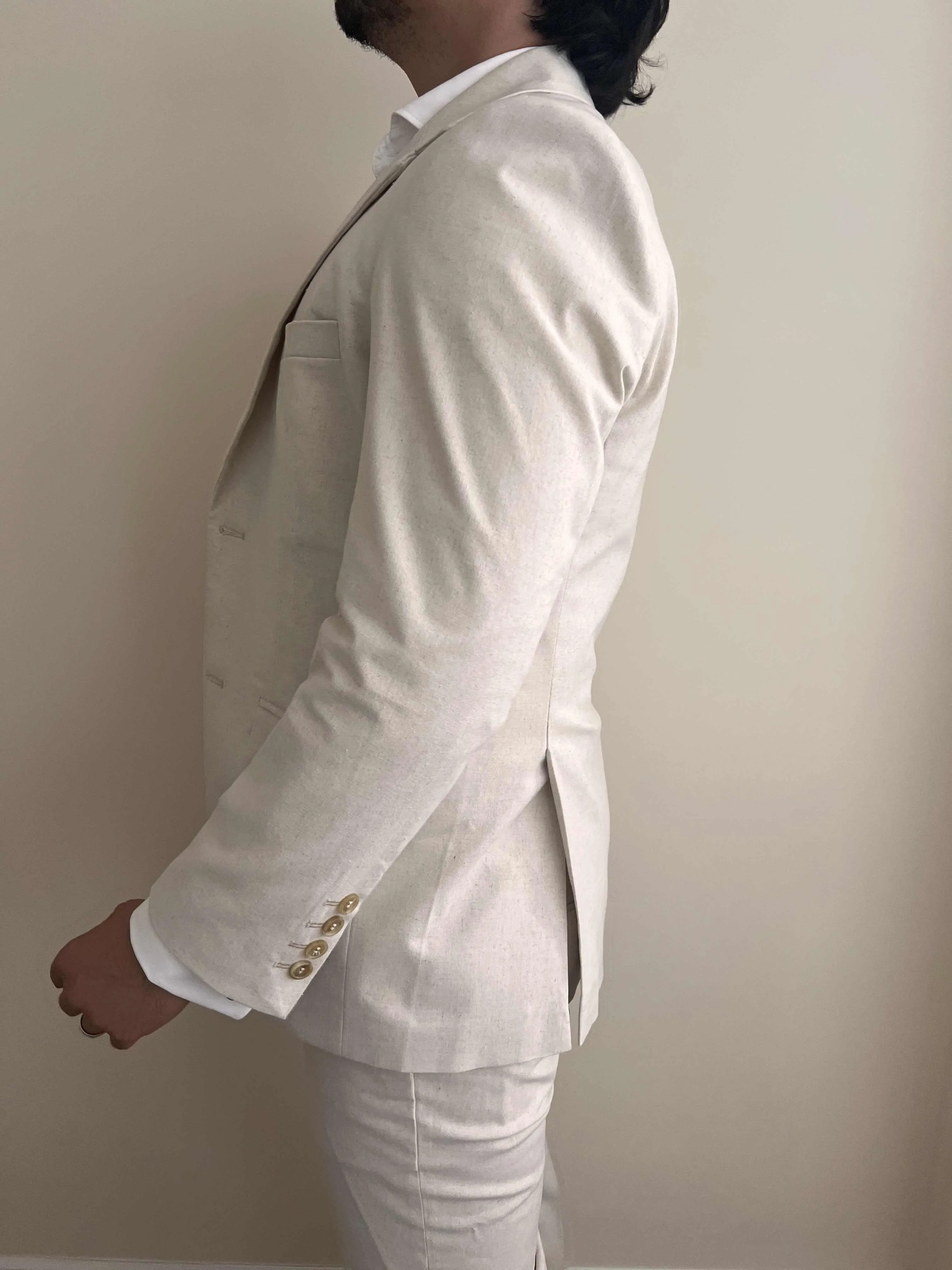 Wedding 2 Piece Linen Cream Suit