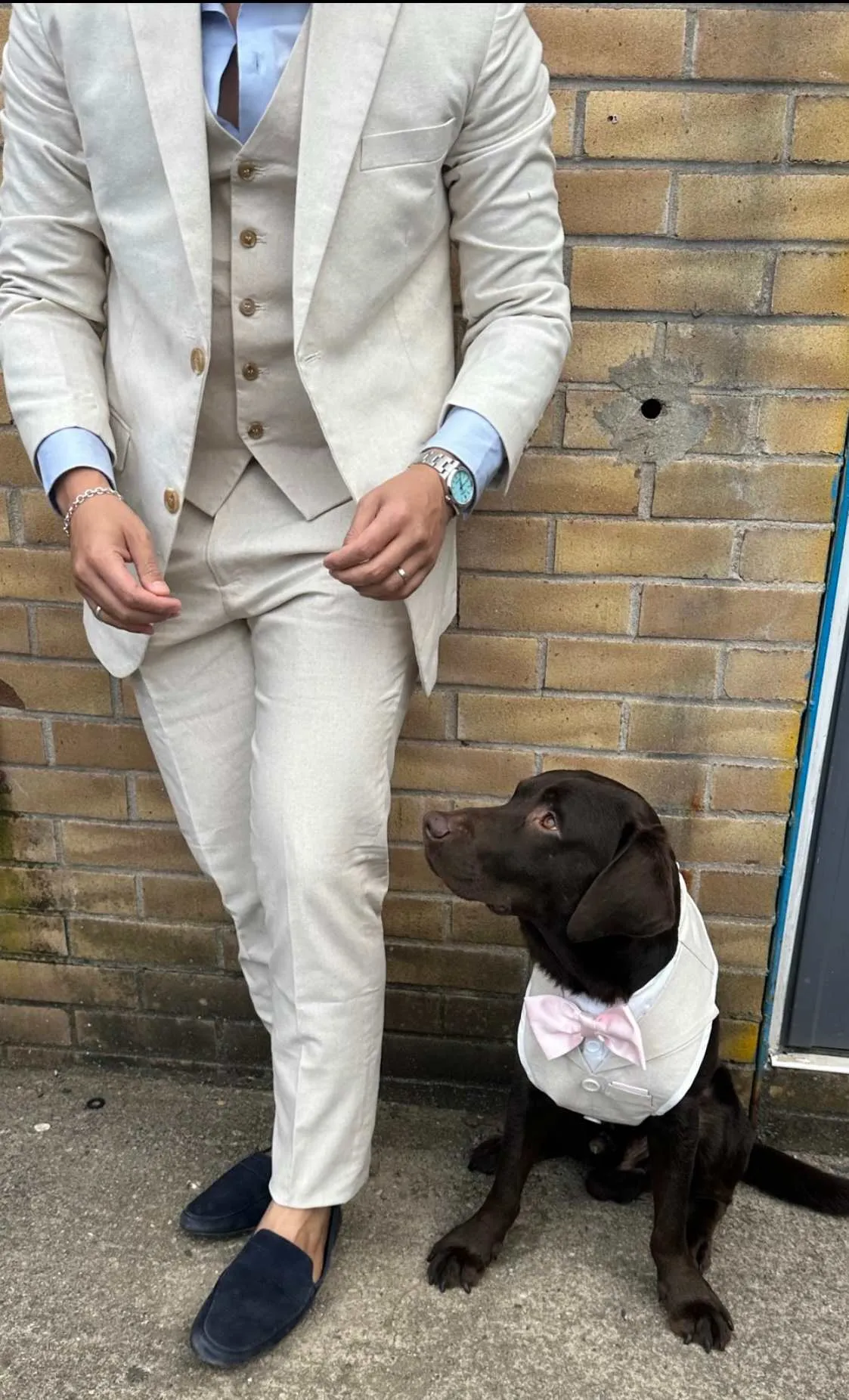 Wedding 2 Piece Linen Cream Suit