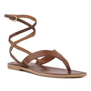 Wrapup Tie Around Tan Flat Sandals