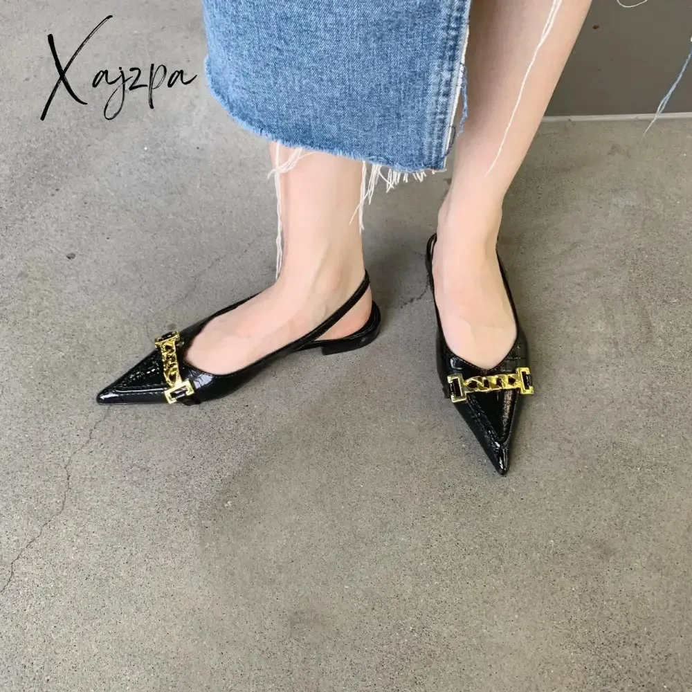 Xajzpa - Patent Leather Ballet Flats Pointed Toe Korean Shoes Casual Female Sneakers Shallow Mouth Ladies' Footwear Comfortable New